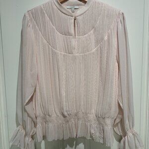 Joie Blush Pleated Blouse | Size Small | Smocked Waist